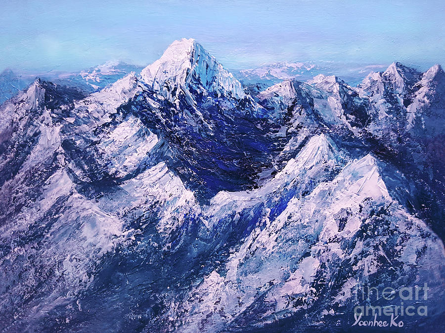 Textured Mountain Painting for Dad Photograph by Yoonhee Ko
