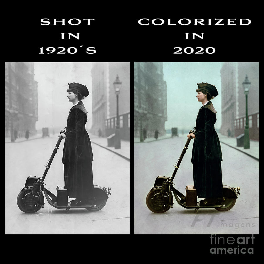 The Lady and the Scooter Comparison 1916 Photograph by Franchi Torres