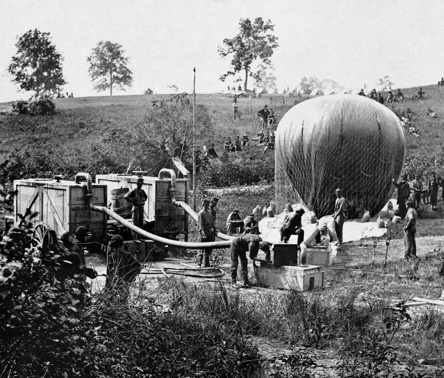 Thaddeus Lowe Recon Balloon - Civil War - 1862 Photograph by War Is Hell Store