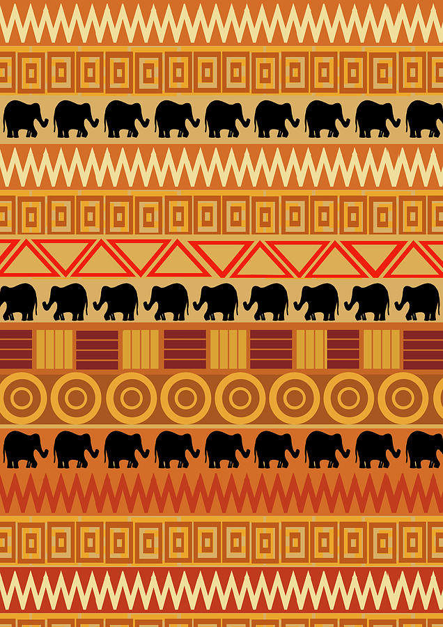 Elephant Mixed Media - Thai Pattern Orange and Yellow  by Andrew Hitchen
