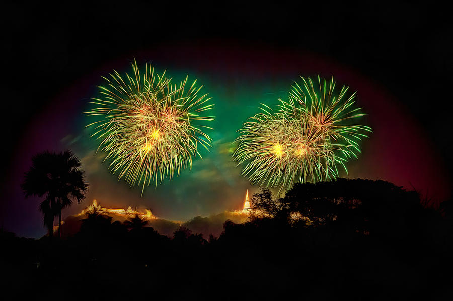 Thailand Firework Display.3 - Dutch Realism Digital Art by Tony ...