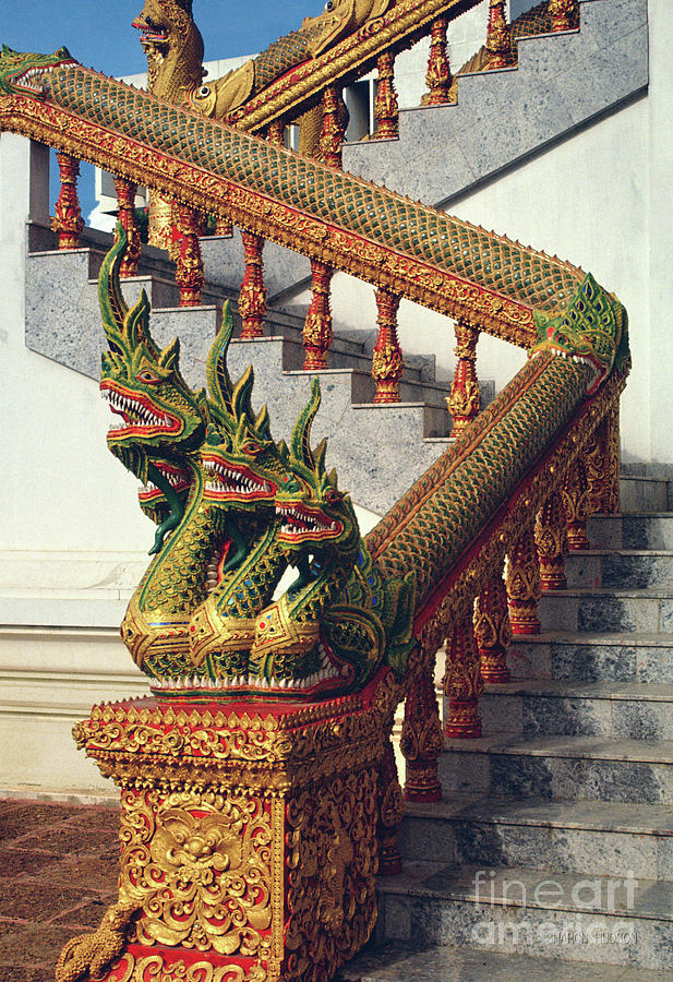 Thailand sculpture - Naga Stairway Photograph by Sharon Hudson