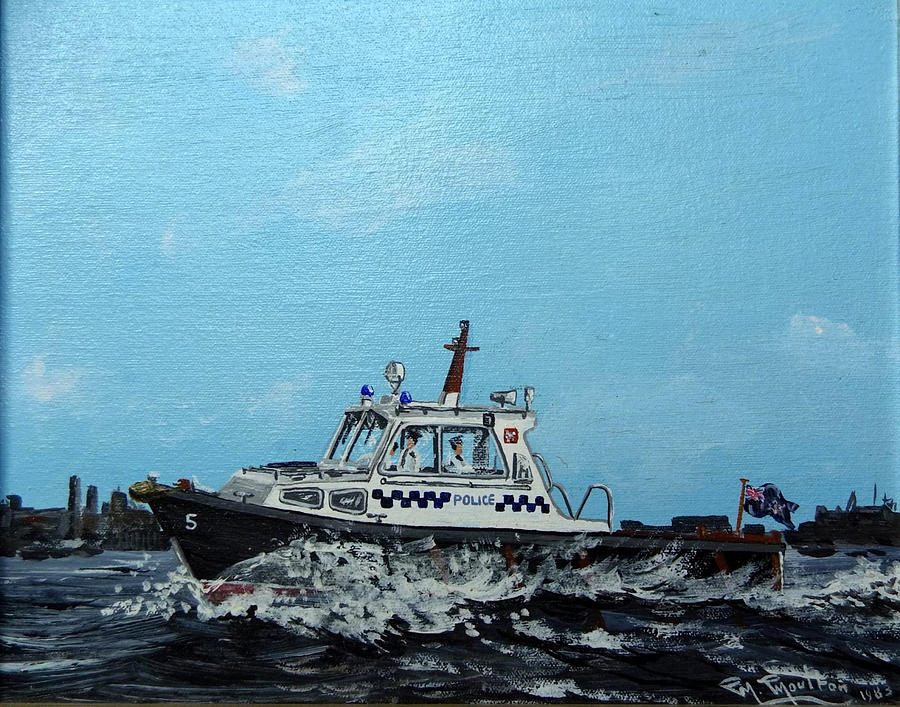 Thames River Police Boat 1986 Painting by Mackenzie Moulton