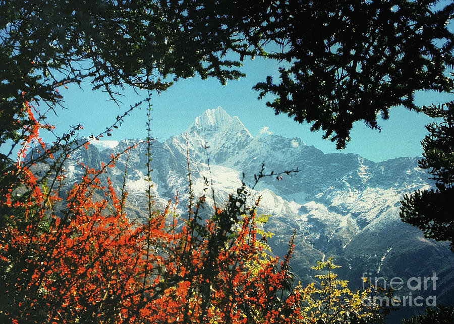 Thamserku Nepal in autumn Photograph by Rudi Prott