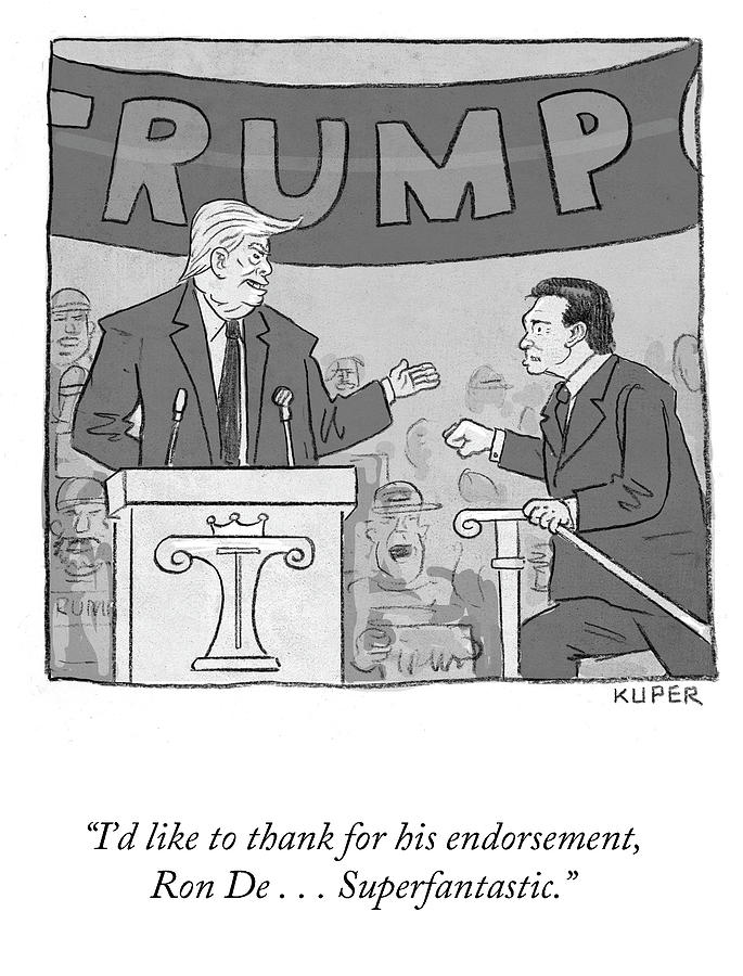 Thank for his Endorsement Drawing by Peter Kuper