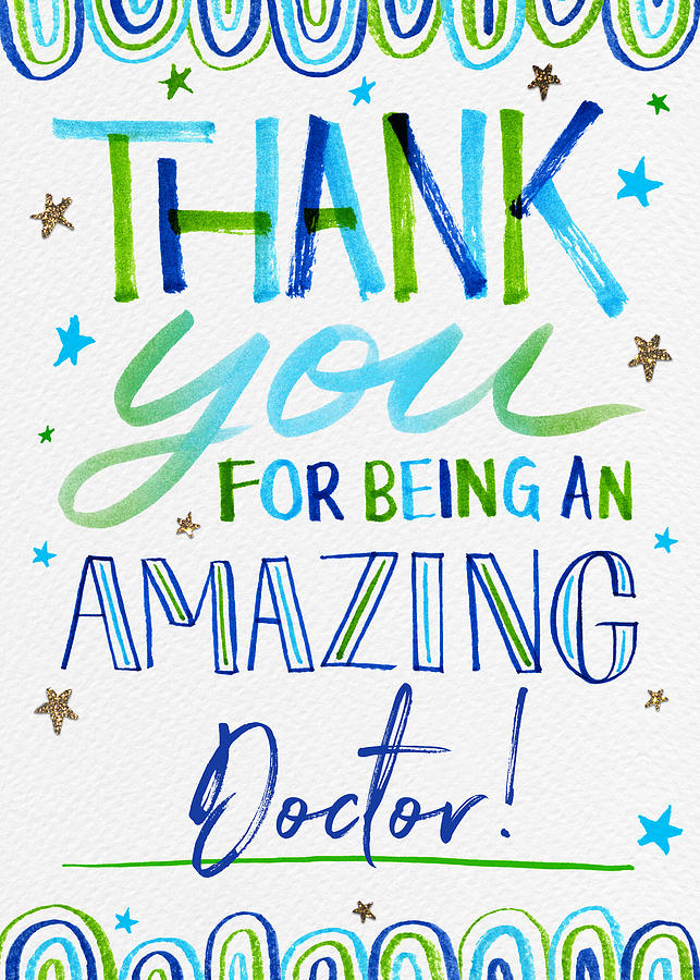 Thank You Doctor Gift Greeting Card - Art by Jen Montgomery Painting by Jen Montgomery