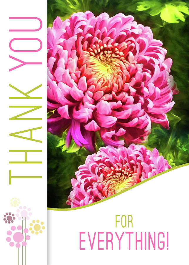 Thank You for Everything Pink Dahlia Garden Blooms Digital Art by Doreen Erhardt