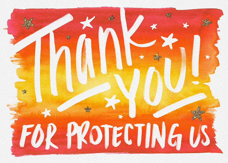 Thank You for Protecting Us Firefighter Gift - Art by Jen Montgomery Painting by Jen Montgomery