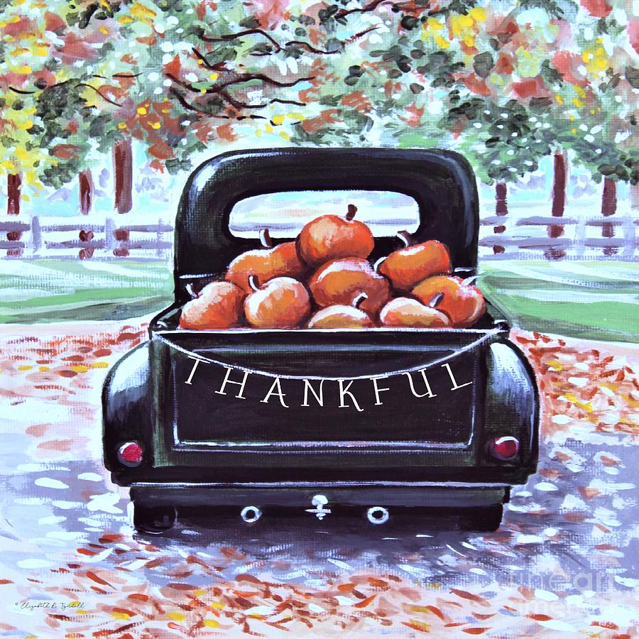 Thankful Fall Farmhouse Truck Painting by Elizabeth Robinette Tyndall