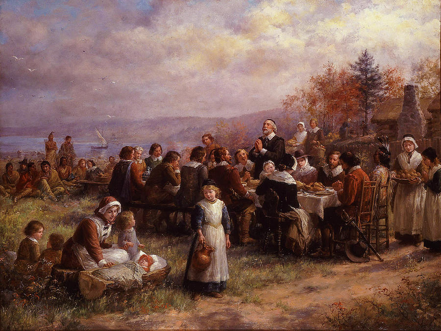 Thanksgiving at Plymouth, 1925 Painting by Jennie Brownscombe