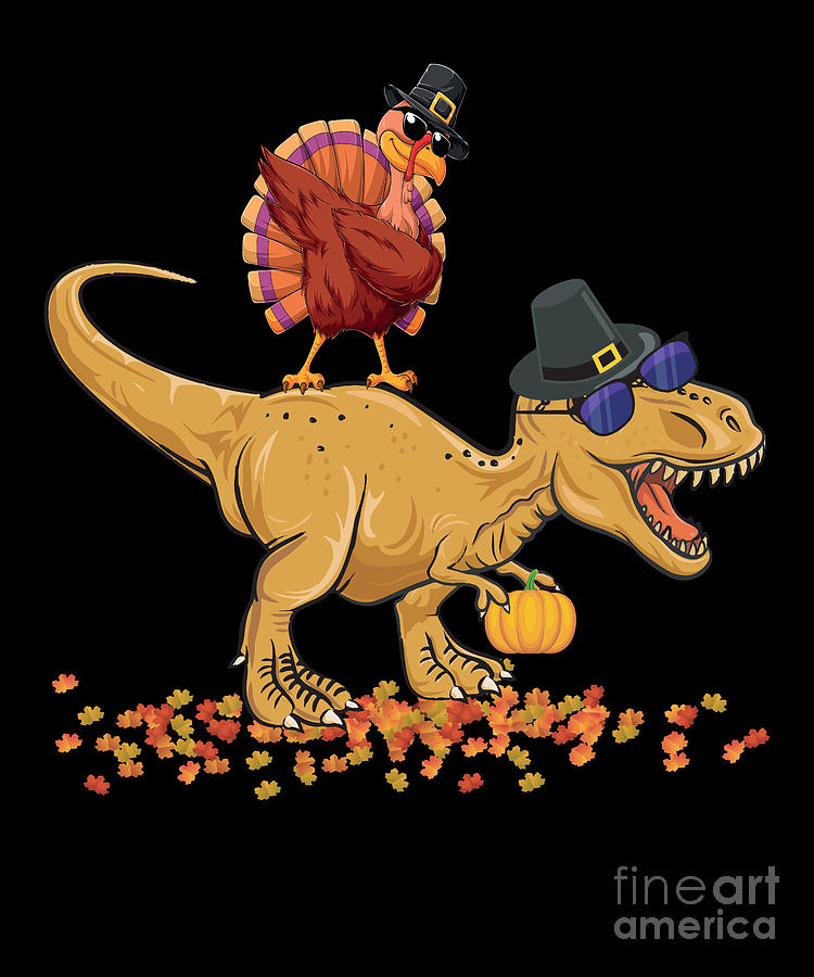 Thanksgiving Digital Art - Thanksgiving Dabbing Turkey T Rex Dinosaur by Amusing DesignCo