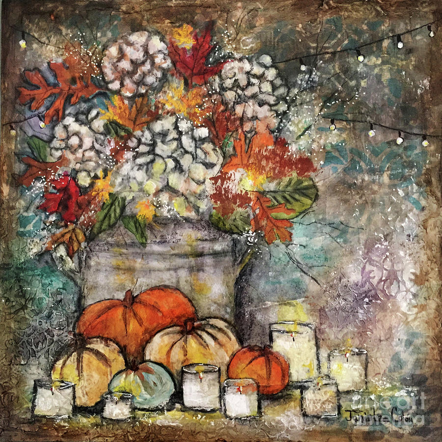 Thanksgiving Light Mixed Media by Janis Lee Colon
