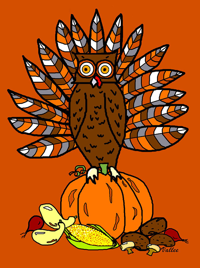 Thanksgiving Owl Digital Art by Vallee Johnson