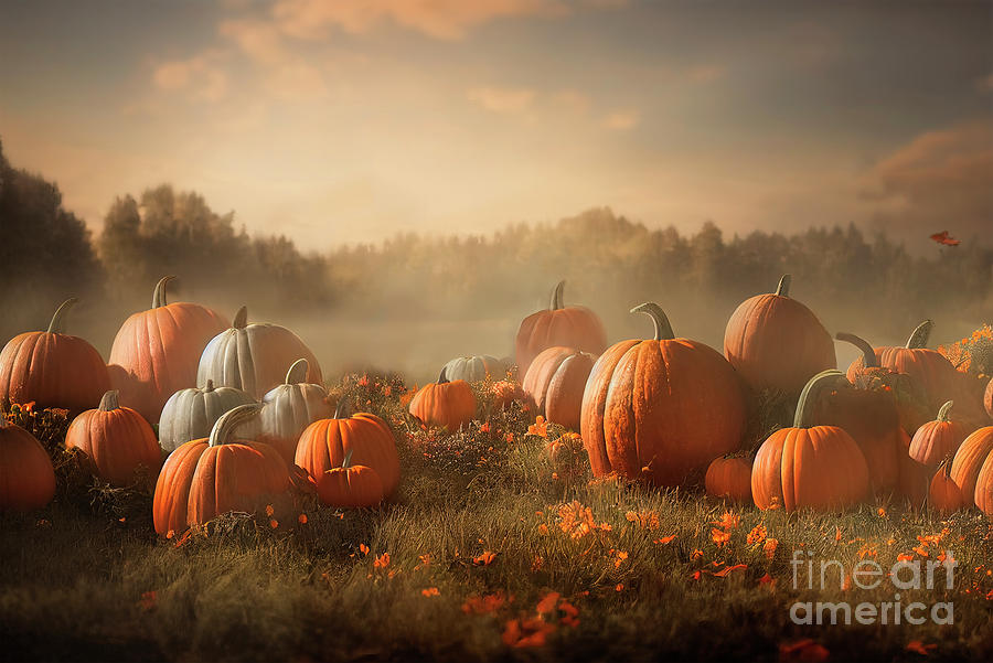 Thanksgiving pumpkins on sunny autumn day Photograph by Jelena Jovanovic