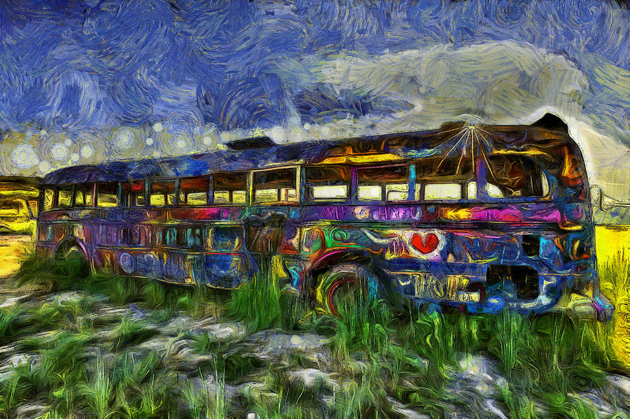 Abstract Digital Art - That NW Bus by Mark Kiver