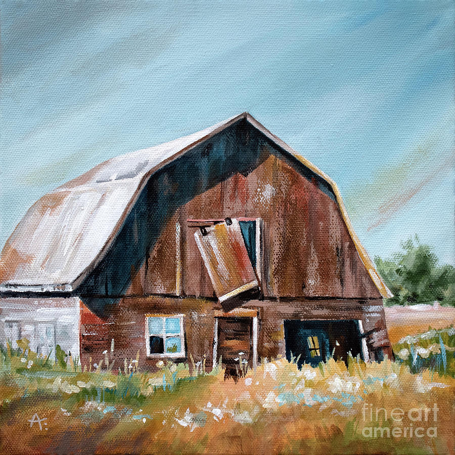 That Sinking Feeling - Barn painting Painting by Annie Troe