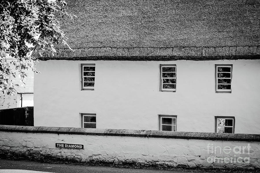 Thatched Building on the Diamond bw Photograph by Eddie Barron