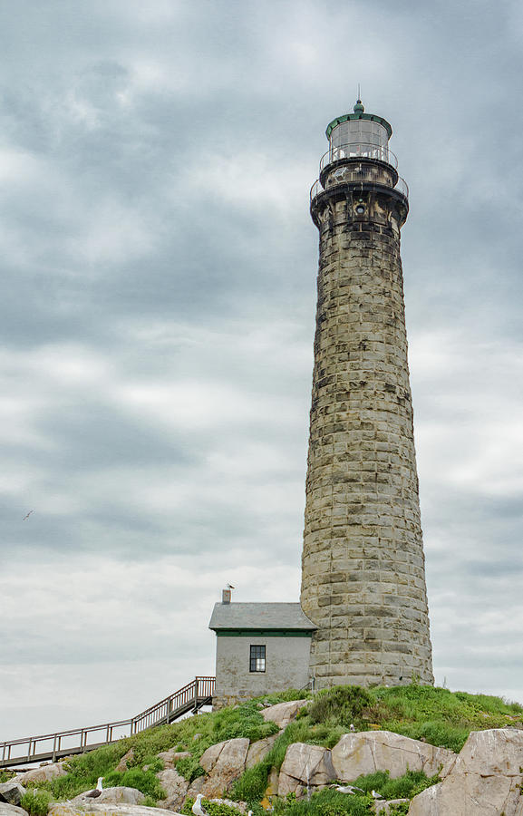 Thacher Island Light with Clouds Photograph by Denise Kopko