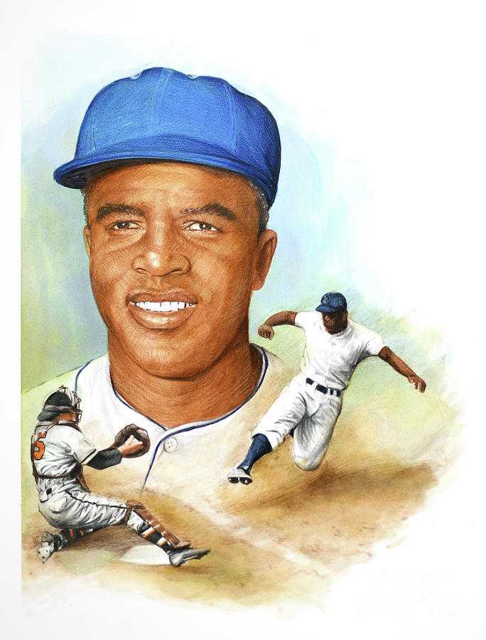 The 1940s - Jackie Robinson Painting by Paul and Chris Calle