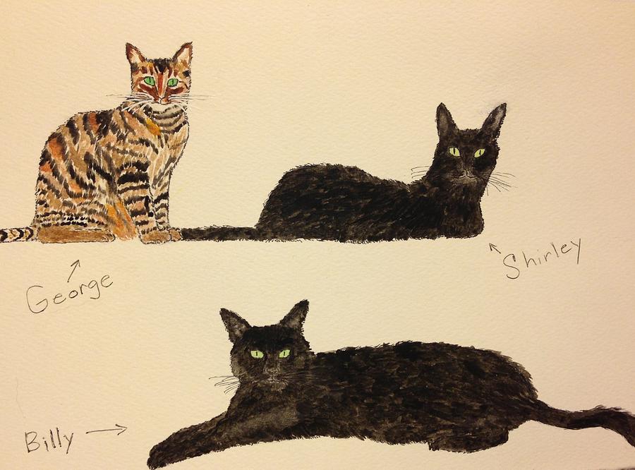 The 3 Cats Painting by Wendle Josepher The 3 Cats Painting by Wendle Josepher