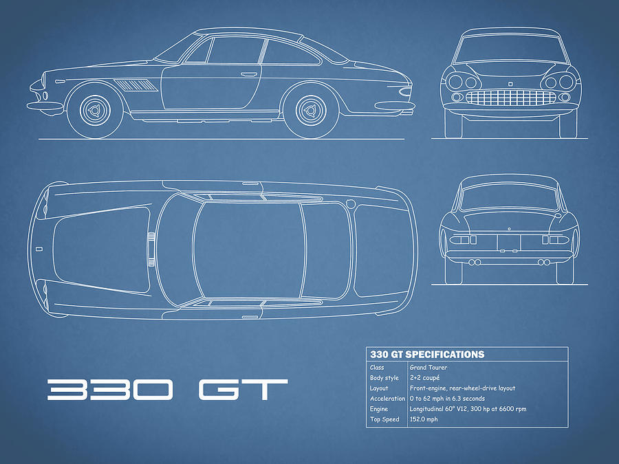 Transportation Photograph - The 330 GT Blueprint by Mark Rogan