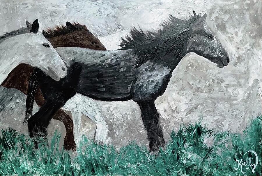 The 4 Horses Mixed Media by Kelly Johnson