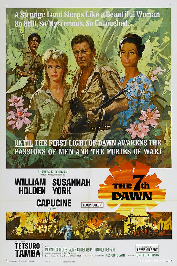 William Holden Mixed Media - The 7th Dawn 1964, movie poster by Movie World Posters