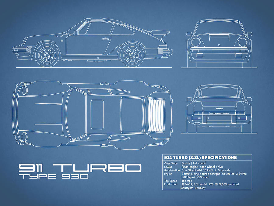 Porsche Photograph - The 911 Turbo Blueprint by Mark Rogan