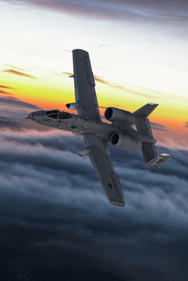 The A-10 Warthog in Sunset Mixed Media by Erik Simonsen