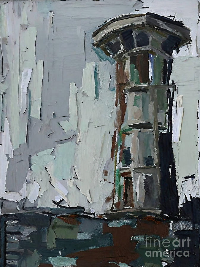 Abstract Painting - The abandoned tower 8 Painting painting canvas panel water tower by N Akkash