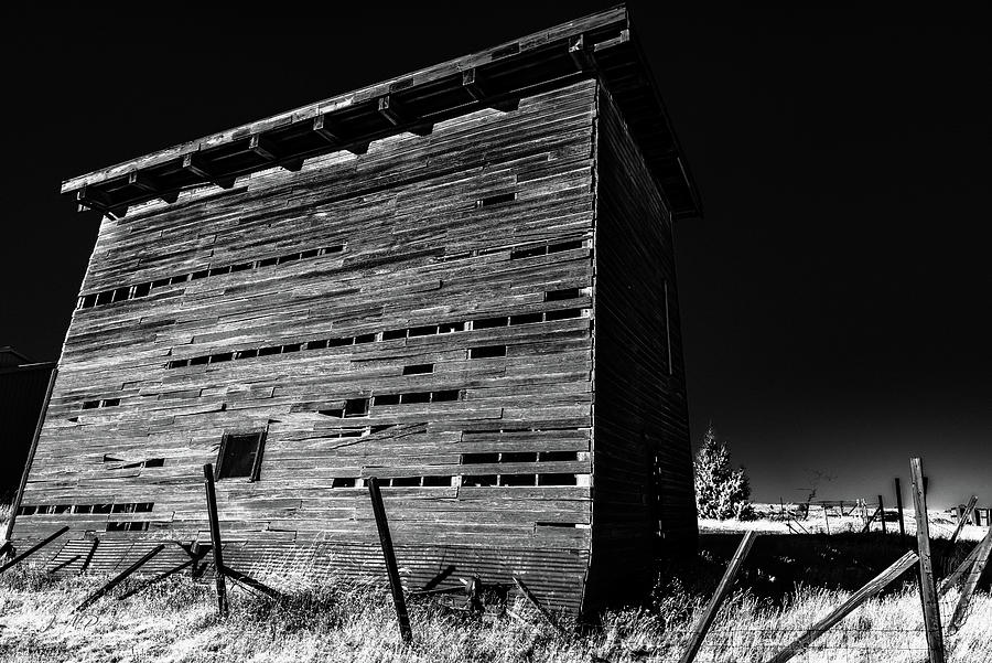 The Abandoned Water Tower of Shaniko, Black and White Photograph by Jason McPheeters