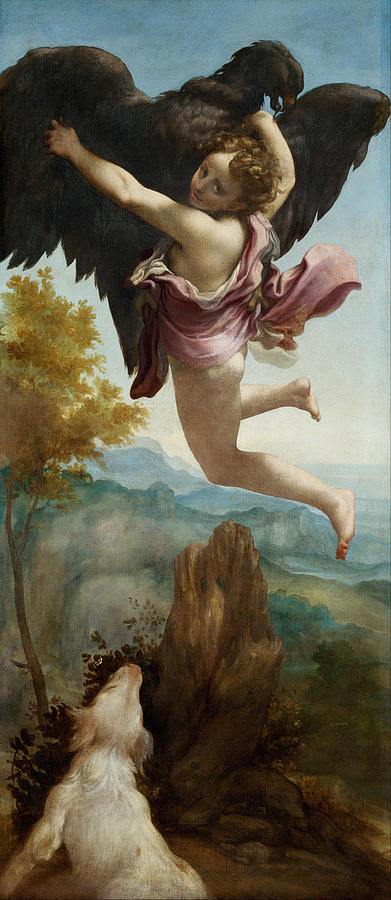 The Abduction of Ganymede. Date/Period 1520 - 1540. Painting. Oil on canvas. Painting by Correggio -1489-1534- The Abduction of Ganymede. Date/Period 1520 - 1540. Painting. Oil on canvas. Painting by Correggio -1489-1534-
