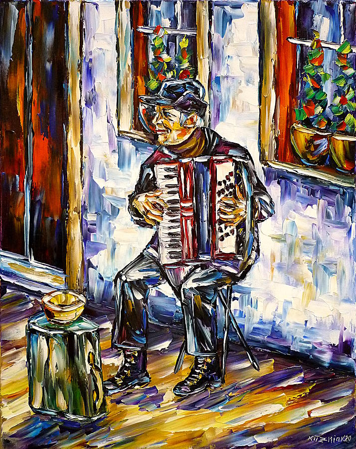 The Accordion Player Painting by Mirek Kuzniar