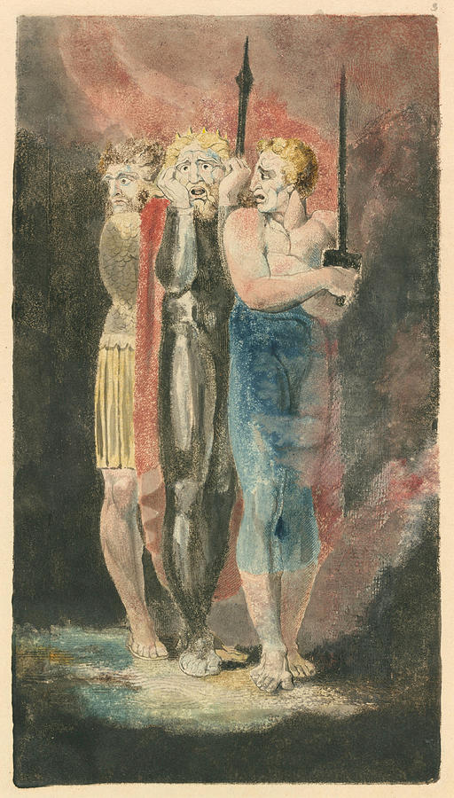 The Accusers of Theft Drawing by William Blake