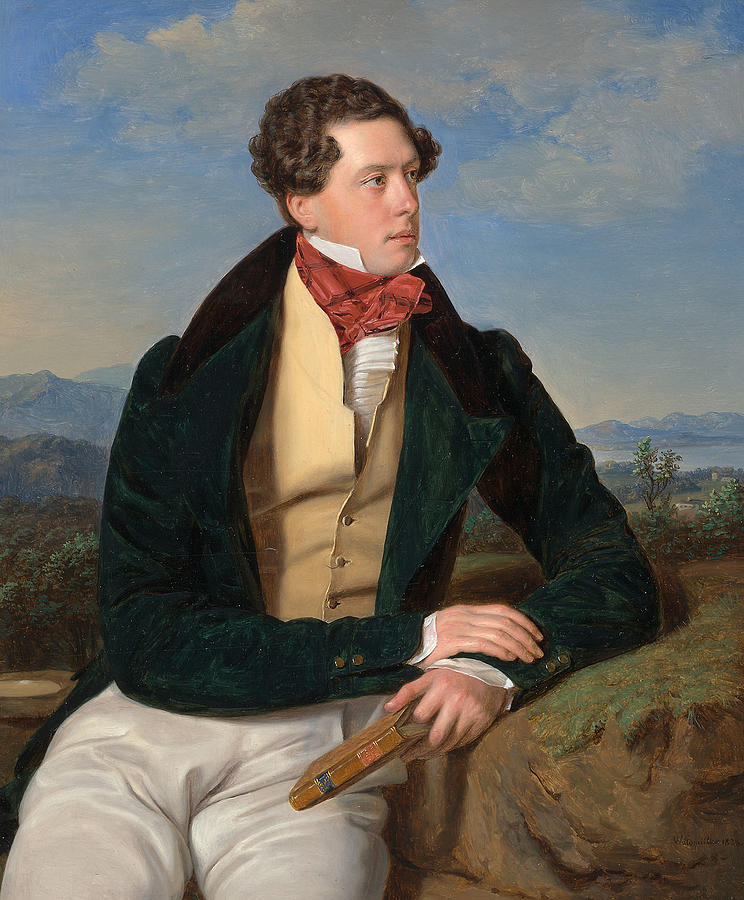 The Actor Maximilian Korn in a Landscape Painting by Ferdinand Georg Waldmuller