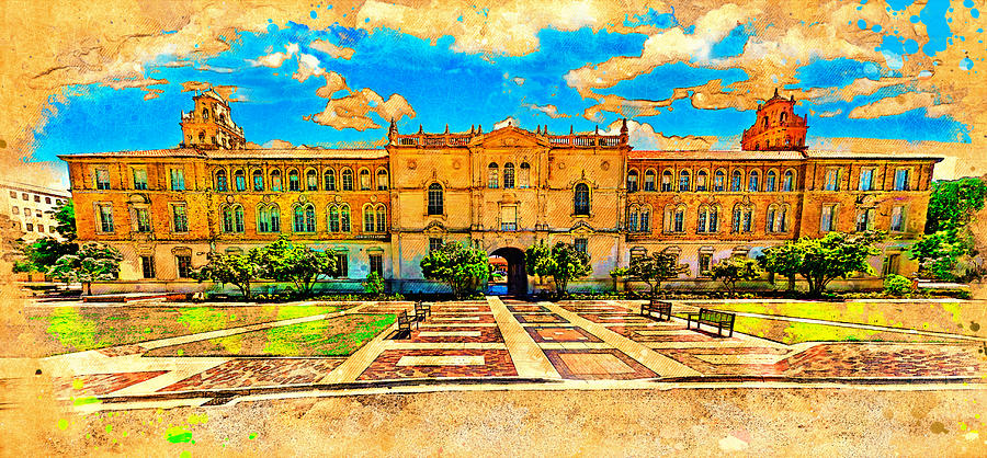 The Administration Building of the Texas Tech University - digital painting Digital Art by Nicko Prints