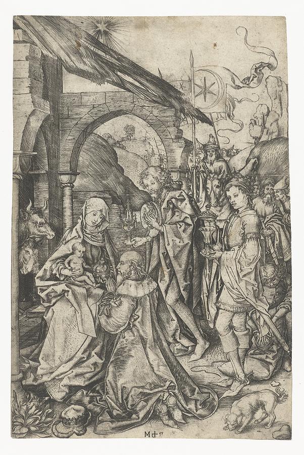 The Adoration of the Kings, Martin Schongauer, 1470 - 1482 Painting by ...