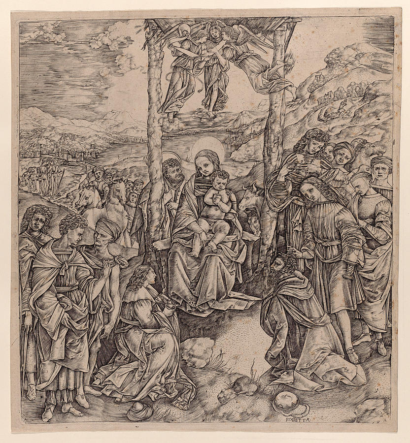 The Adoration of the Magi Drawing by Cristofano di Michele Martini