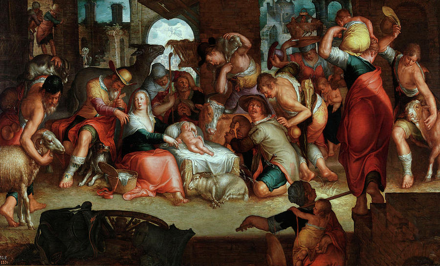 Christmas Painting - The Adoration of the Shepherds, 1625, Dutch School, Oil on panel, 62... by Joachim Wtewael -1566-1638-