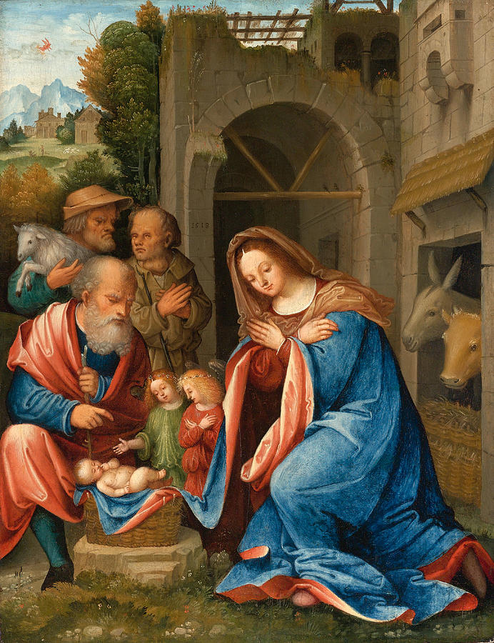 The Adoration of the Shepherds 2 Painting by Martino Piazza