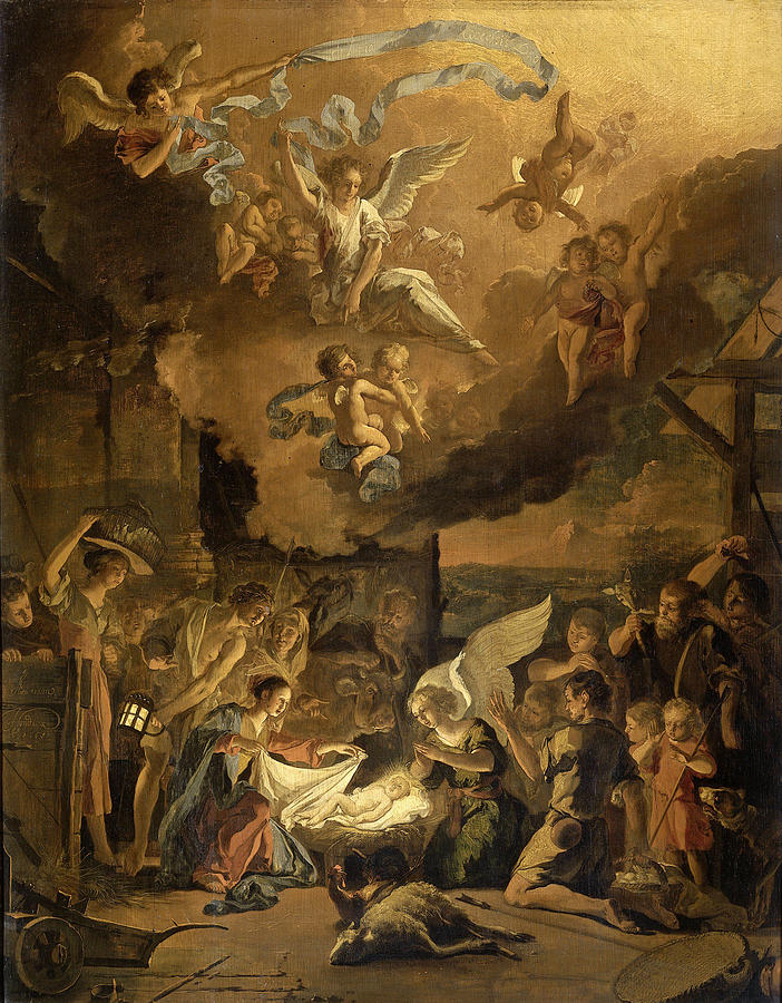 The Adoration of the Shepherds  Painting by Abraham Hondius