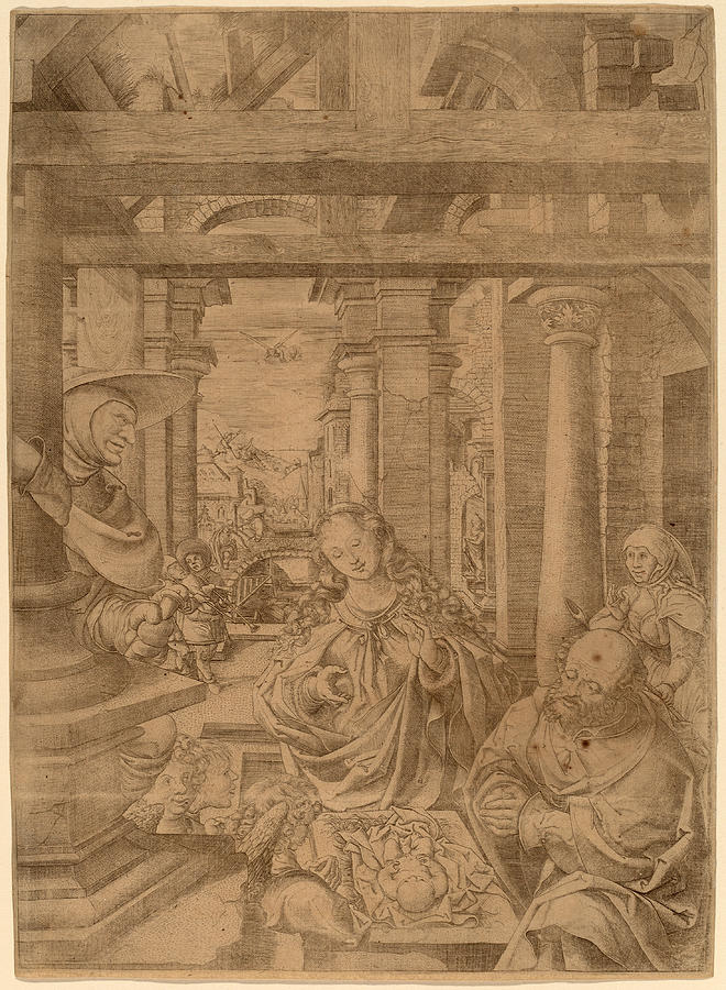 The Adoration of the Shepherds Drawing by Frans Crabbe van Espleghem