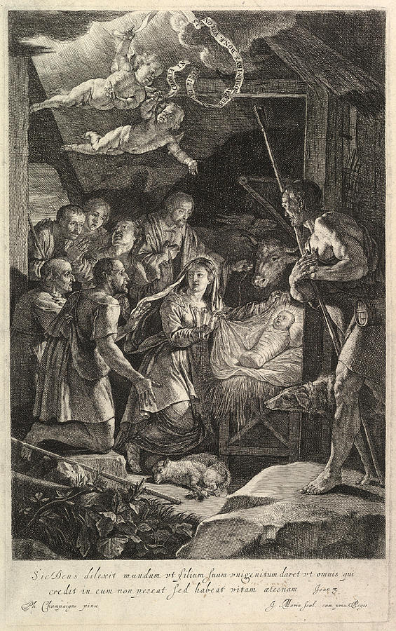 The Adoration of the Shepherds Drawing by Jean Morin