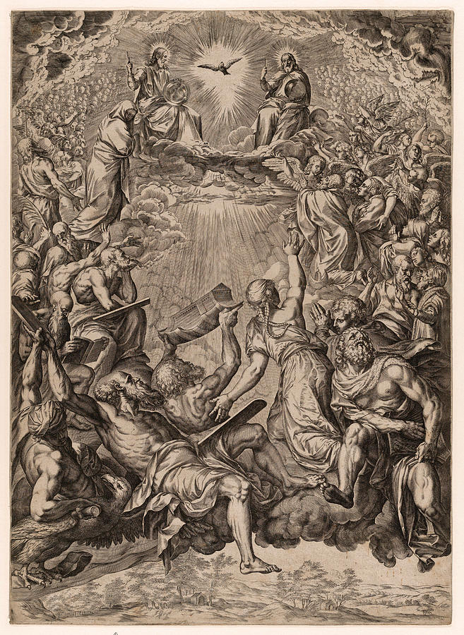 The Adoration of the Trinity Drawing by Cornelis Cort