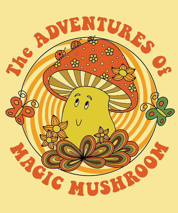 THE ADVENTURES OF MAGIC MUSHROOM Poster yellow Painting by Tina Maisie ...