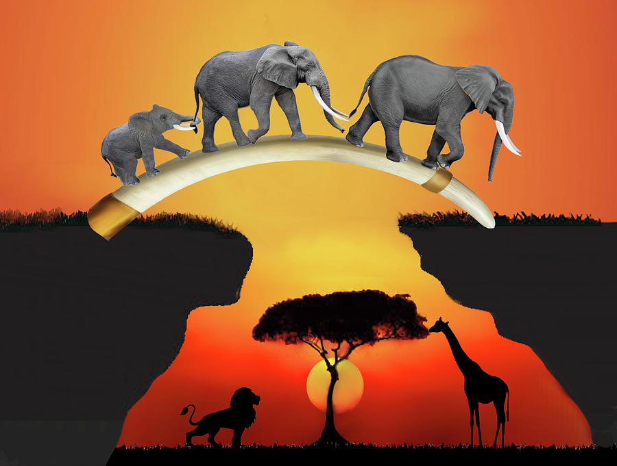 The African Elephant Family Digital Art by Glenn Holbrook