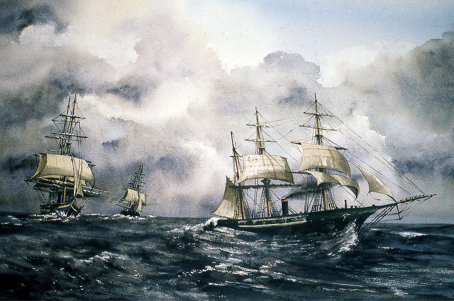 The Alabama on the run Painting by Val Byrne