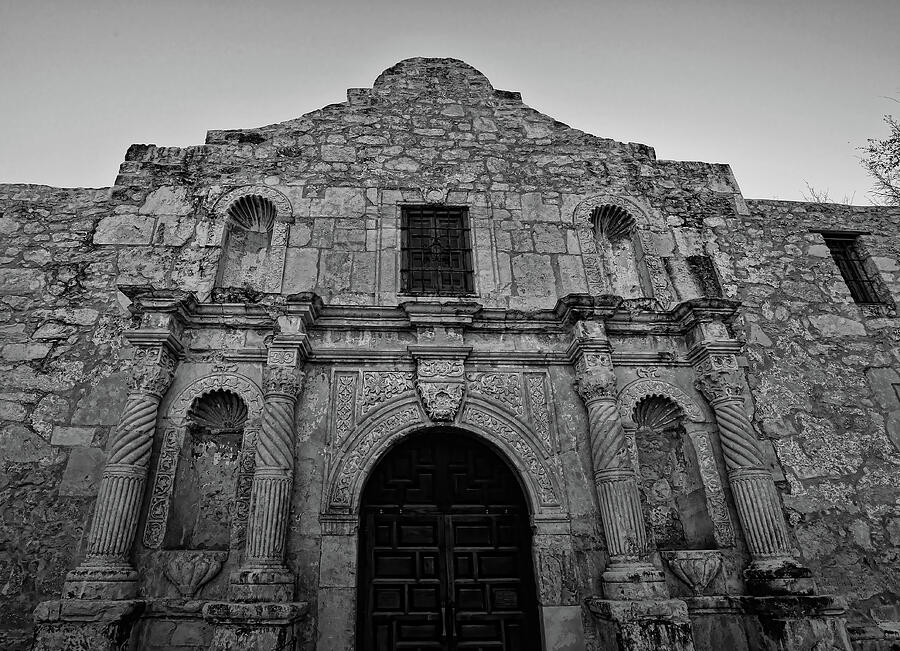 The Alamo Black and White Photograph by Judy Vincent
