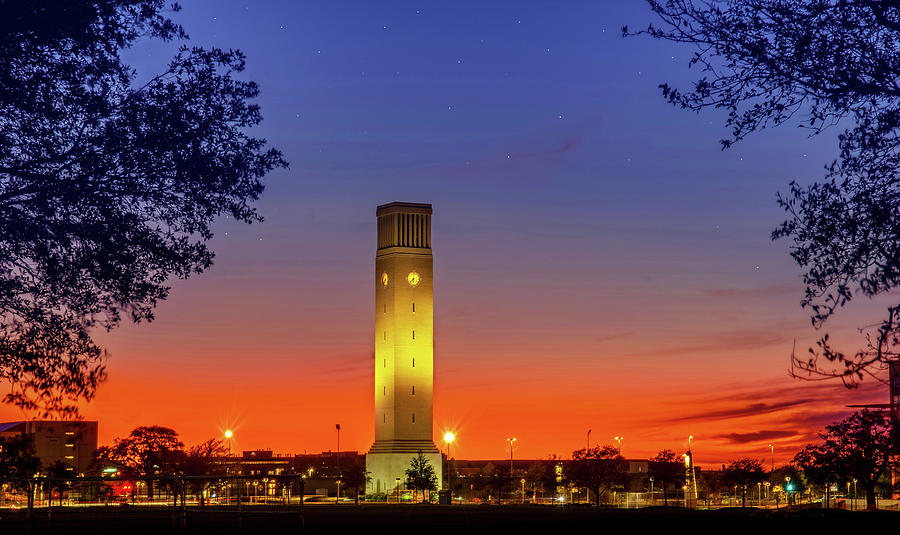 Sunset Photograph - The Albritton Bell Tower by Angie Mossburg