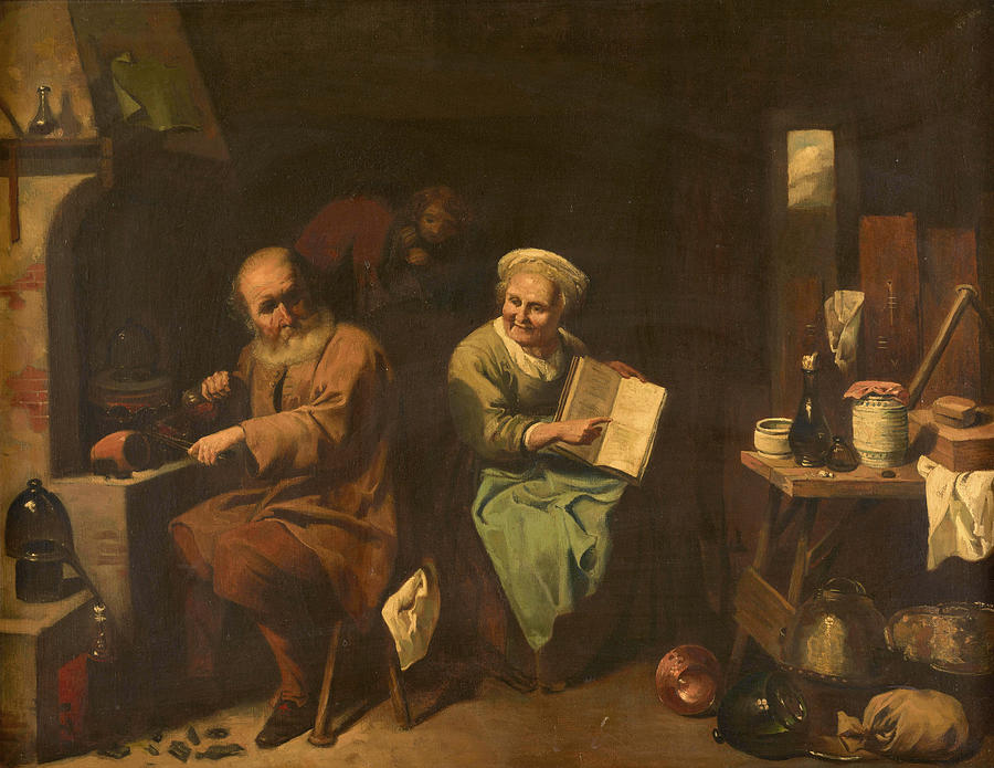 Jacques Painting - The Alchemist and His Wife  by Jacques Hammerer